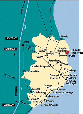 Map of estartit - Costa Brava - Spain - and the medes islands